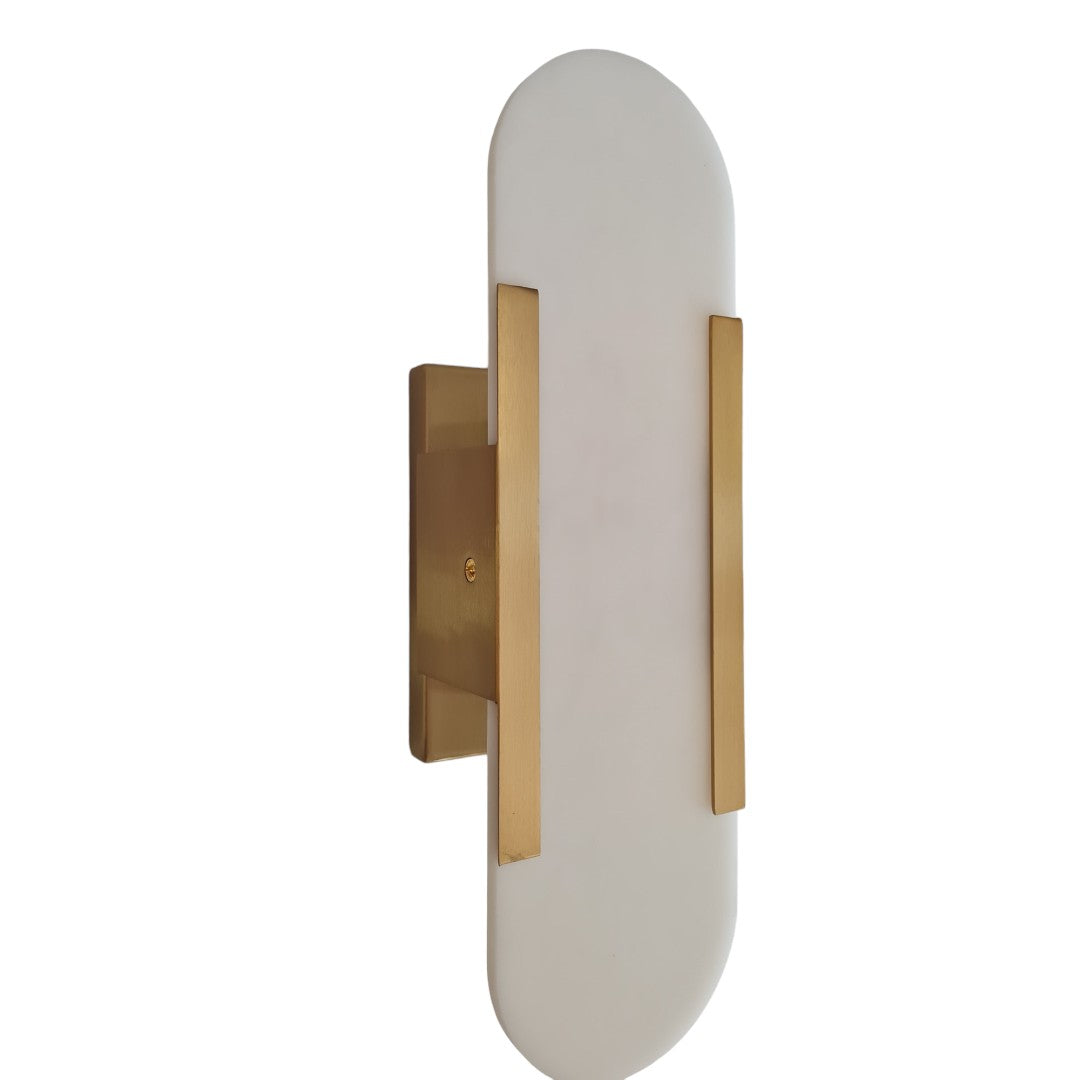 Alabaster and Brass Wall Sconce