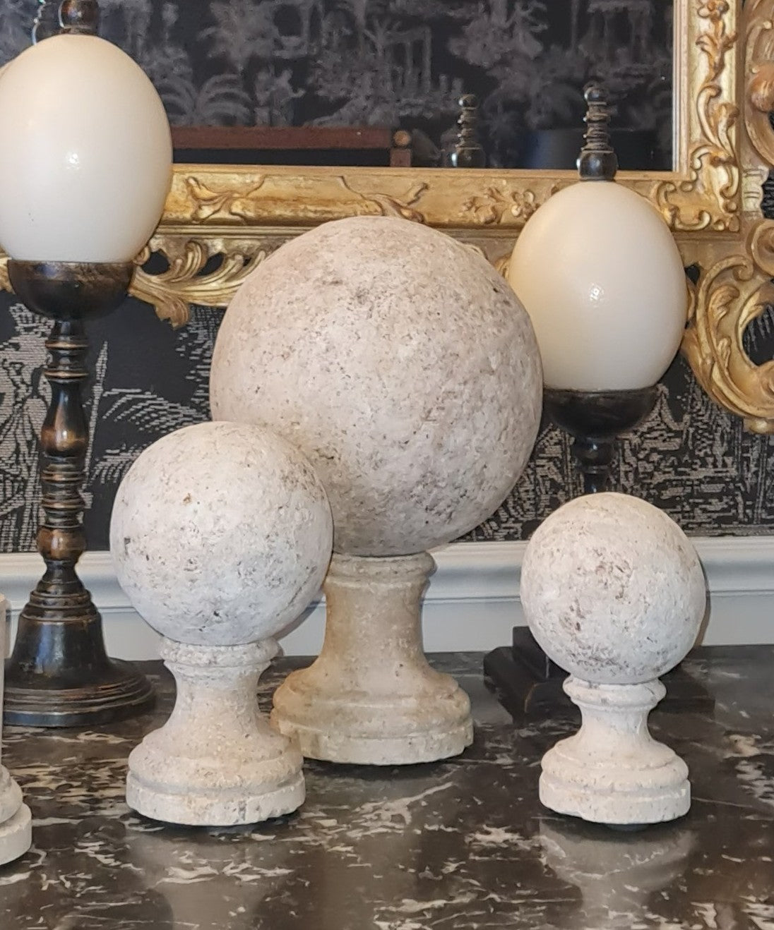 Set of 3 Sandstone Spheres