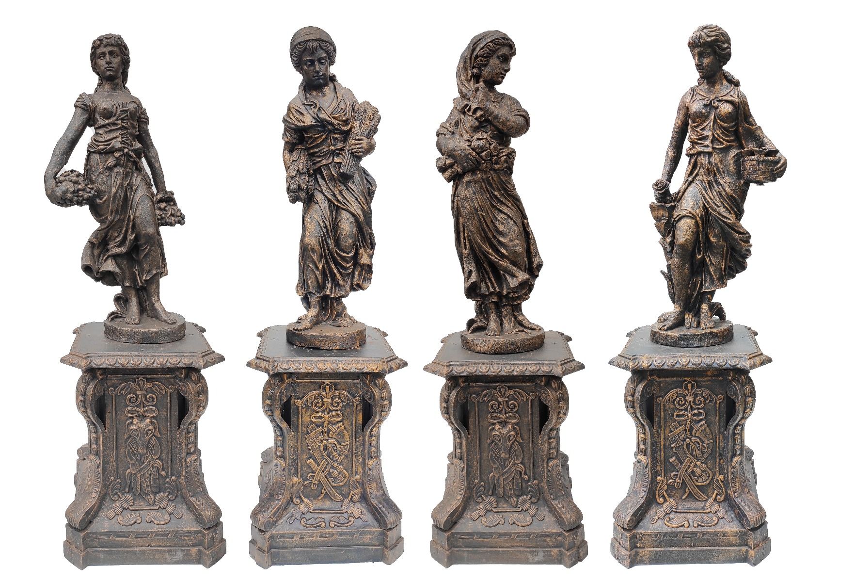 Set of 4 Cast Iron Statues