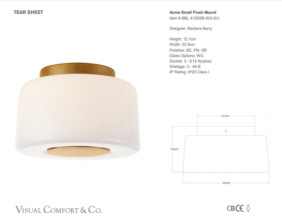 Visual Comfort Barbara Barry Acme Small Flush Mount