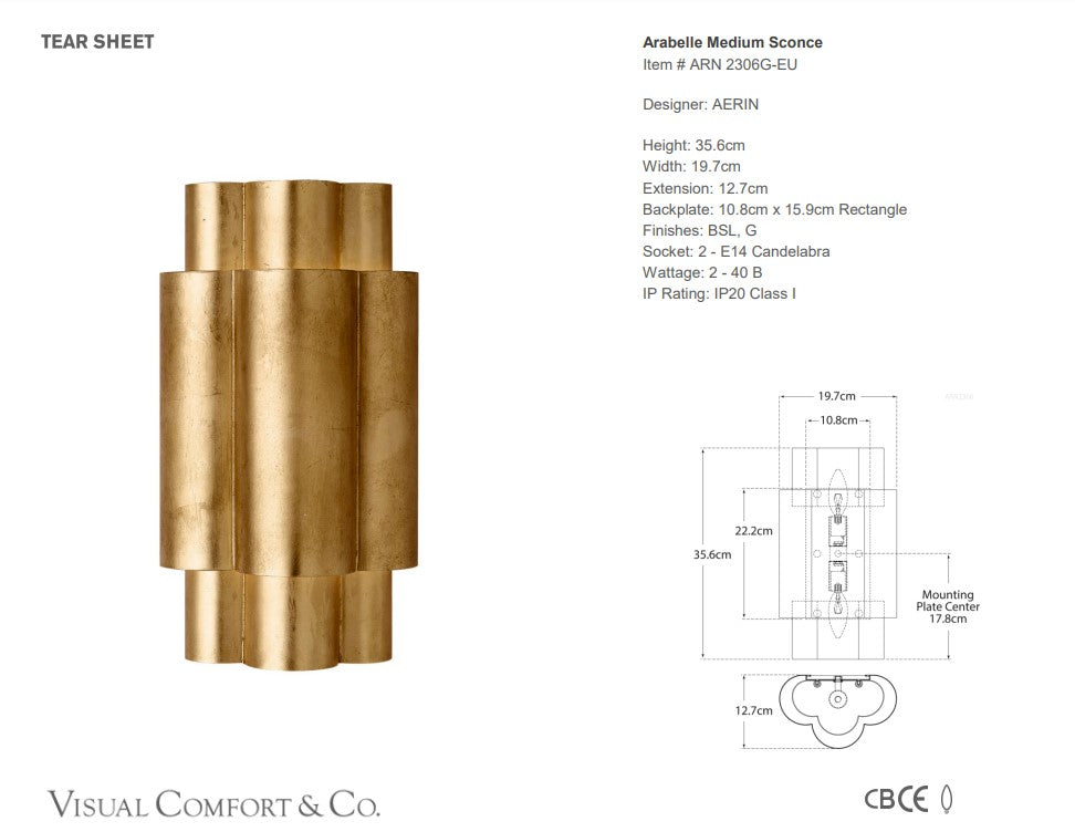 Visual Comfort AERIN Arabelle Medium Sconce