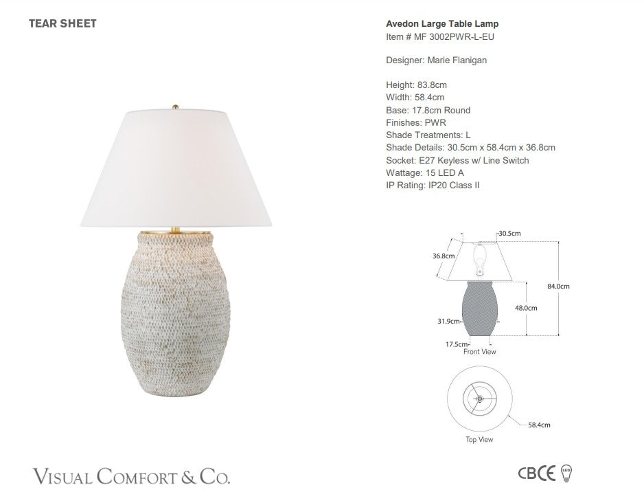 Visual Comfort Marie Flanigan Avedon Large Table Lamp