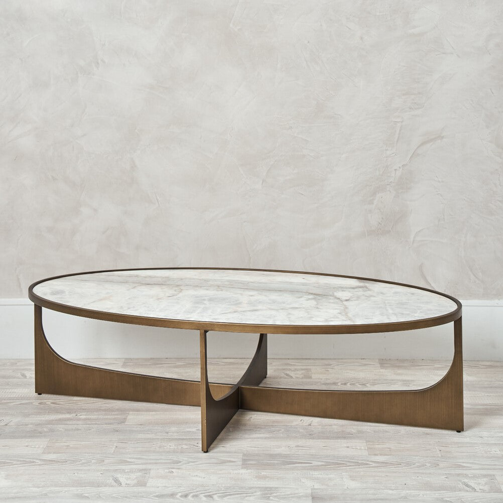 Ludwig Marble and Brass Coffee Table