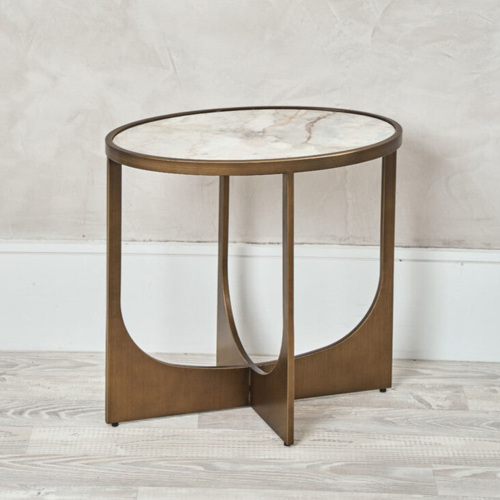 Ludwig Marble and Brass Side Table