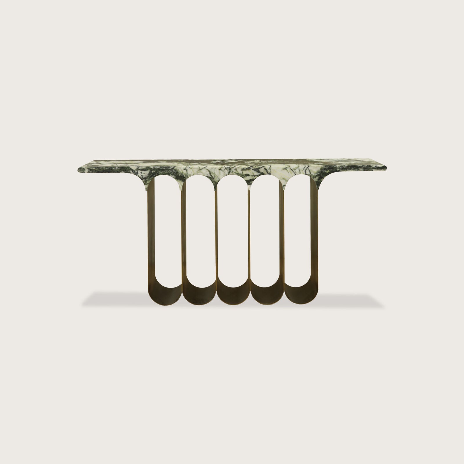 Modern console table with a unique design on a light background