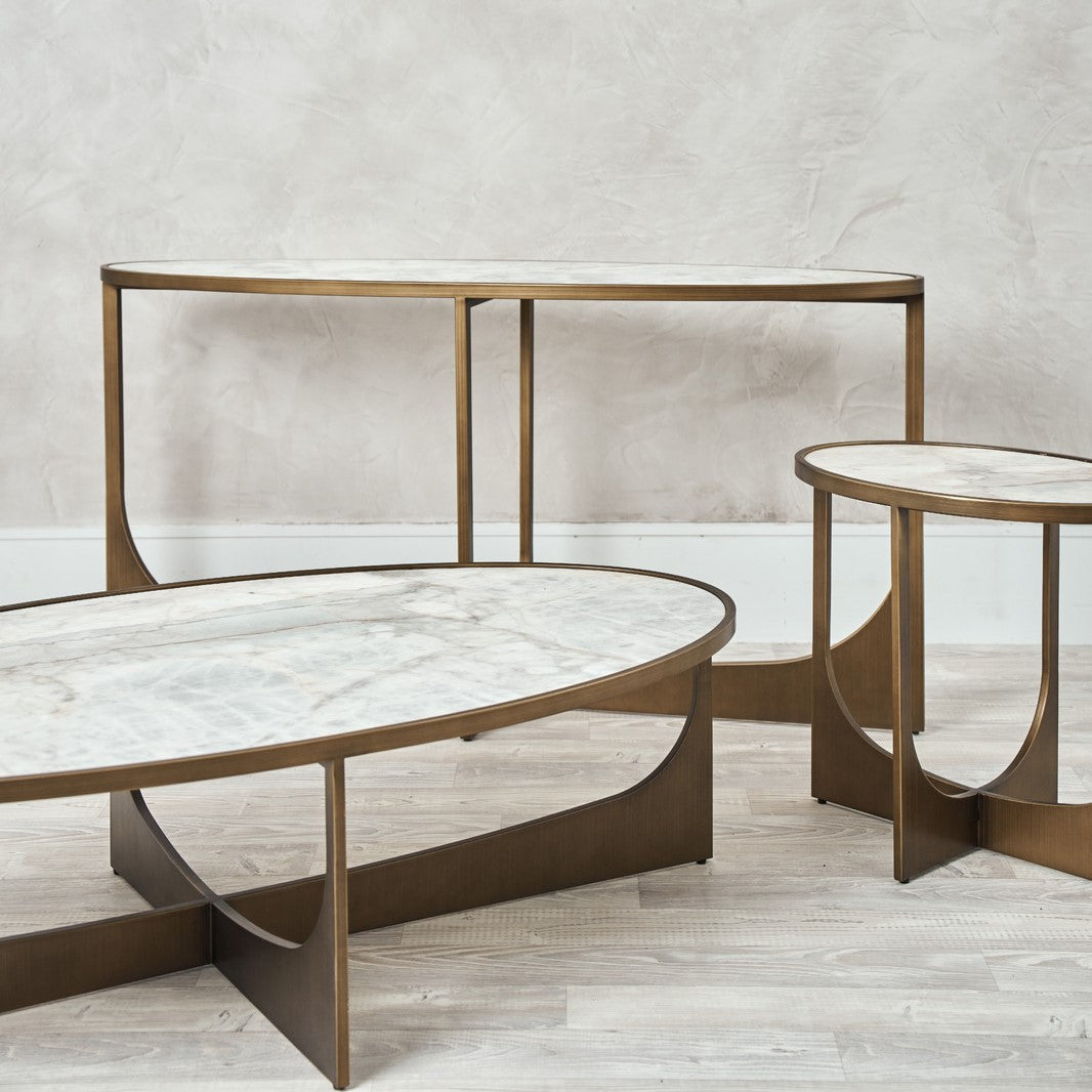 Ludwig Marble and Brass Console Table