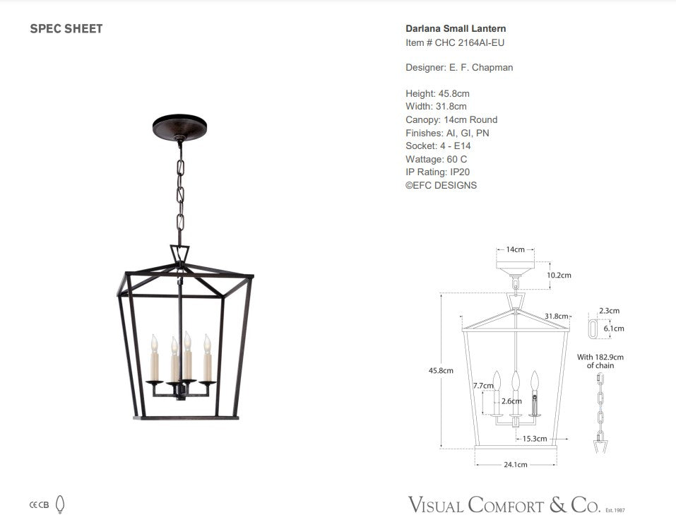 Visual Comfort E. F. Chapman Darlana Small Lantern