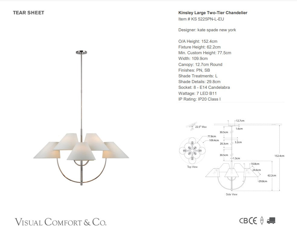 Visual Comfort Kate Spade Kinsley Two-Tier Chandelier