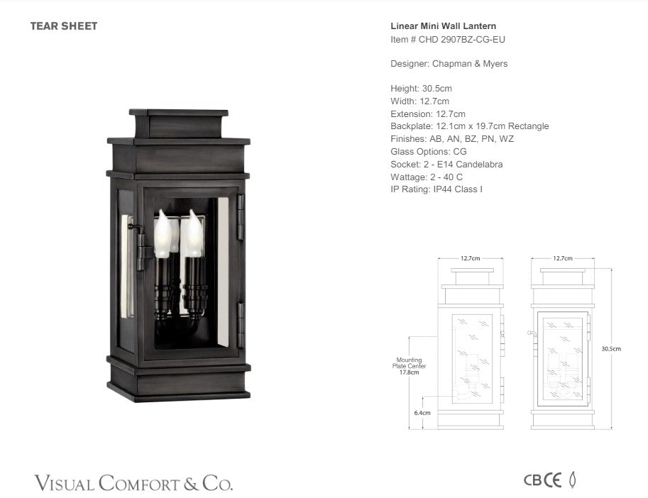 Visual Comfort Chapman & Myers Linear Mini Wall Lantern