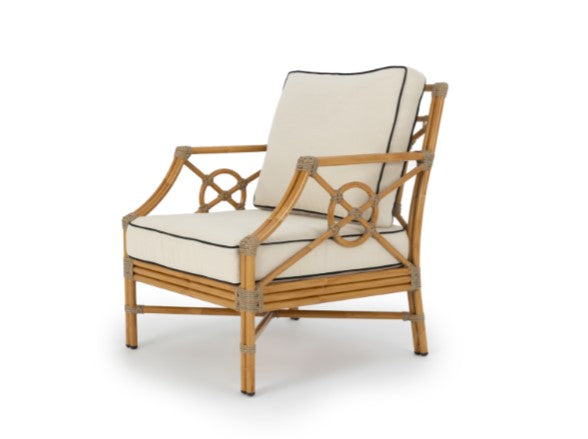 Outdoor armchair and ottoman set in Orient style.