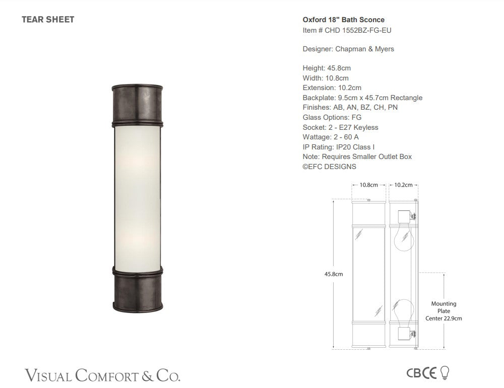 Visual Comfort Chapman & Myers Oxford Bath Sconce