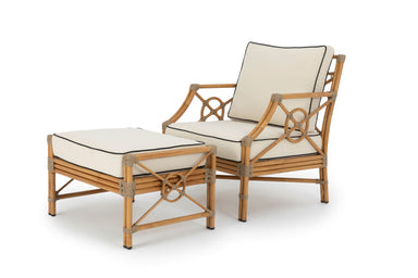 Outdoor armchair and ottoman set in Orient style.