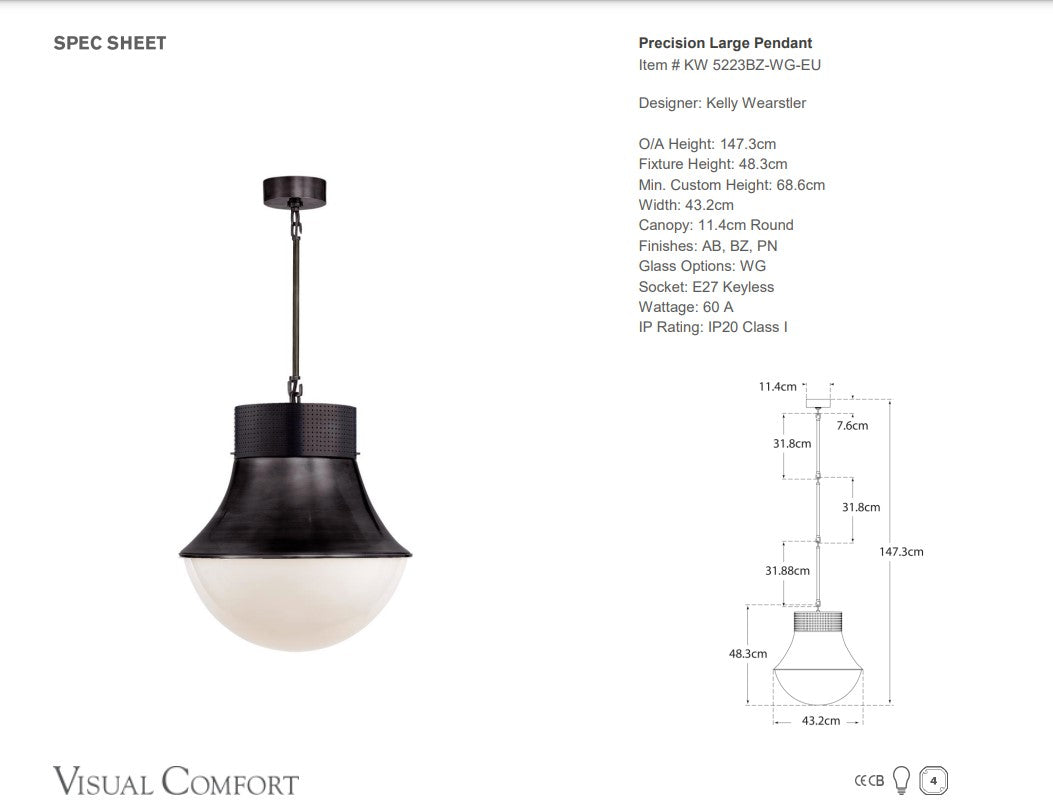 Visual Comfort Kelly Wearstler Precision Large Pendant