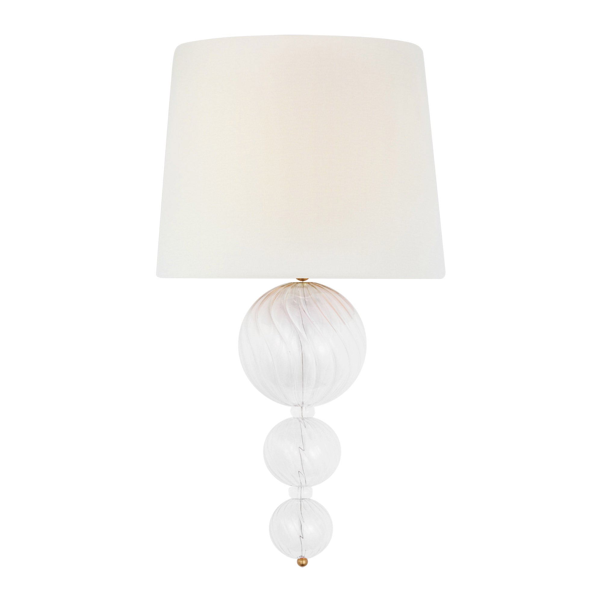 Elegant 18″ sconce with swirled glass globes and gilded accents.