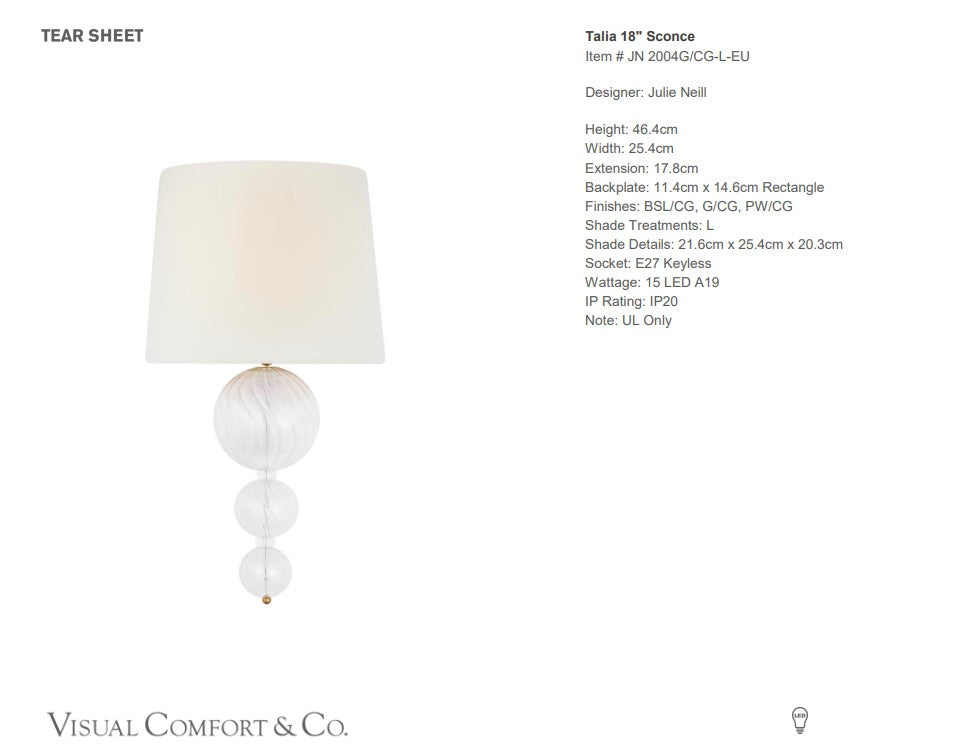 Elegant 18″ sconce with swirled glass globes and gilded accents.