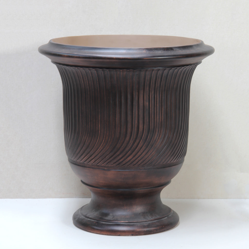 Striated Anduze Style Urn Large - D88cm x H100cm - Pietro Stoneware