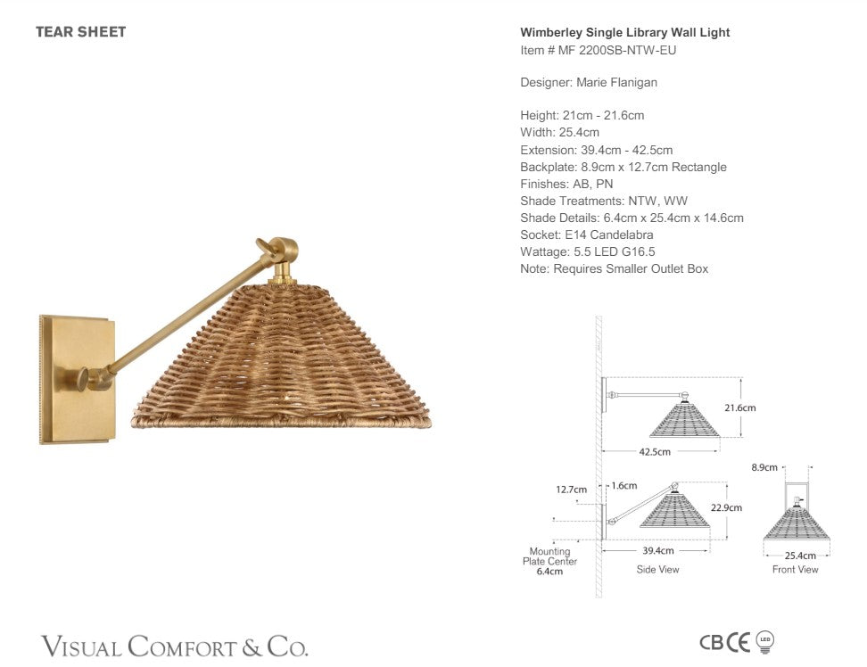 Marie Flanigan Wimberley Single Library Wall Light