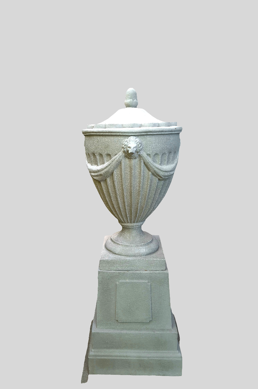 Classical Robert Adams urn and plinth in Pietro stoneware