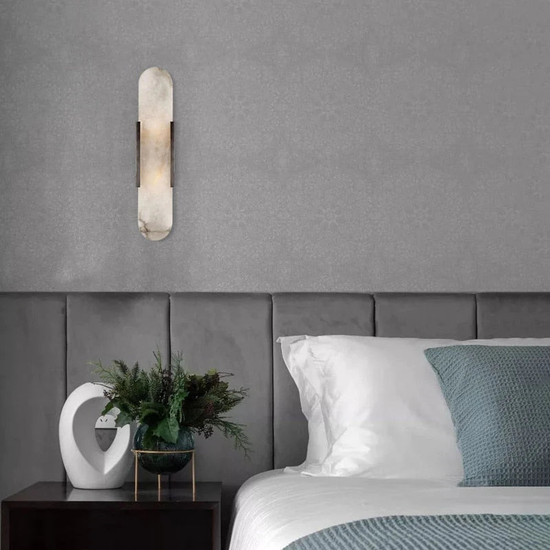 Alabaster and Brass Wall Sconce 50cm