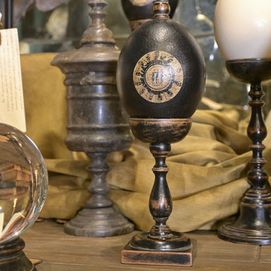 Real Ostrich Egg on Napoleon III Pedestal – a classic 19th-century Curios Cabinet piece, revived by decorators like Madeleine Castaing and Jansen.