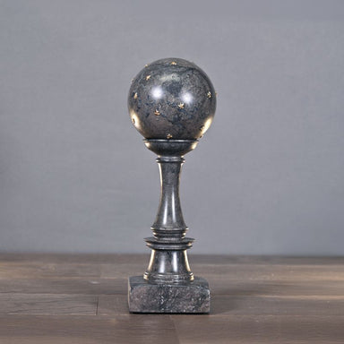 Grey/Black Marble Bilboquet – finely crafted with gilded bee motifs, symbolizing immortality and royalty, handmade and polished for timeless elegance.