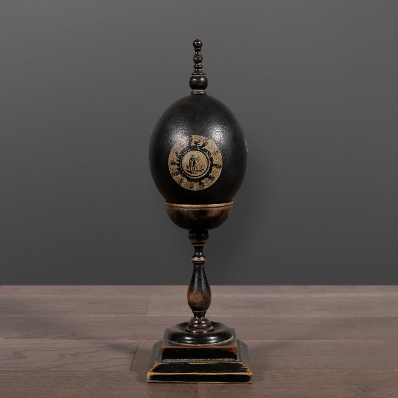 Real Ostrich Egg on Napoleon III Pedestal – a classic 19th-century Curios Cabinet piece, revived by decorators like Madeleine Castaing and Jansen.