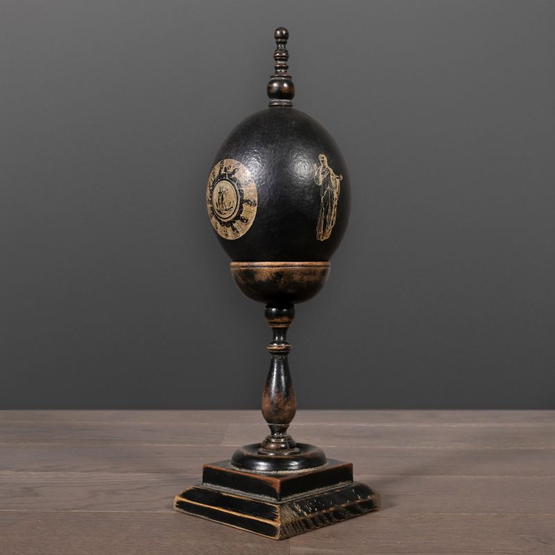 Real Ostrich Egg on Napoleon III Pedestal – a classic 19th-century Curios Cabinet piece, revived by decorators like Madeleine Castaing and Jansen.