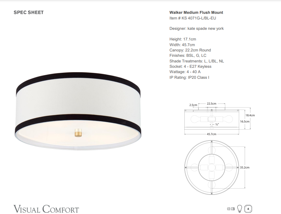 Visual Comfort Kate Spade Walker Medium Flush Mount