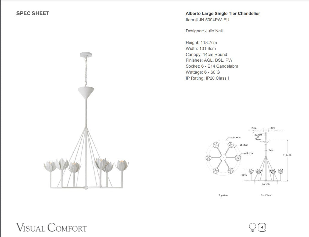 Visual Comfort Julie Neill Alberto Large Single-Tier Chandelier