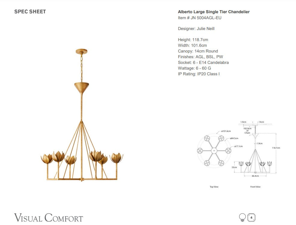 Visual Comfort Julie Neill Alberto Large Single-Tier Chandelier