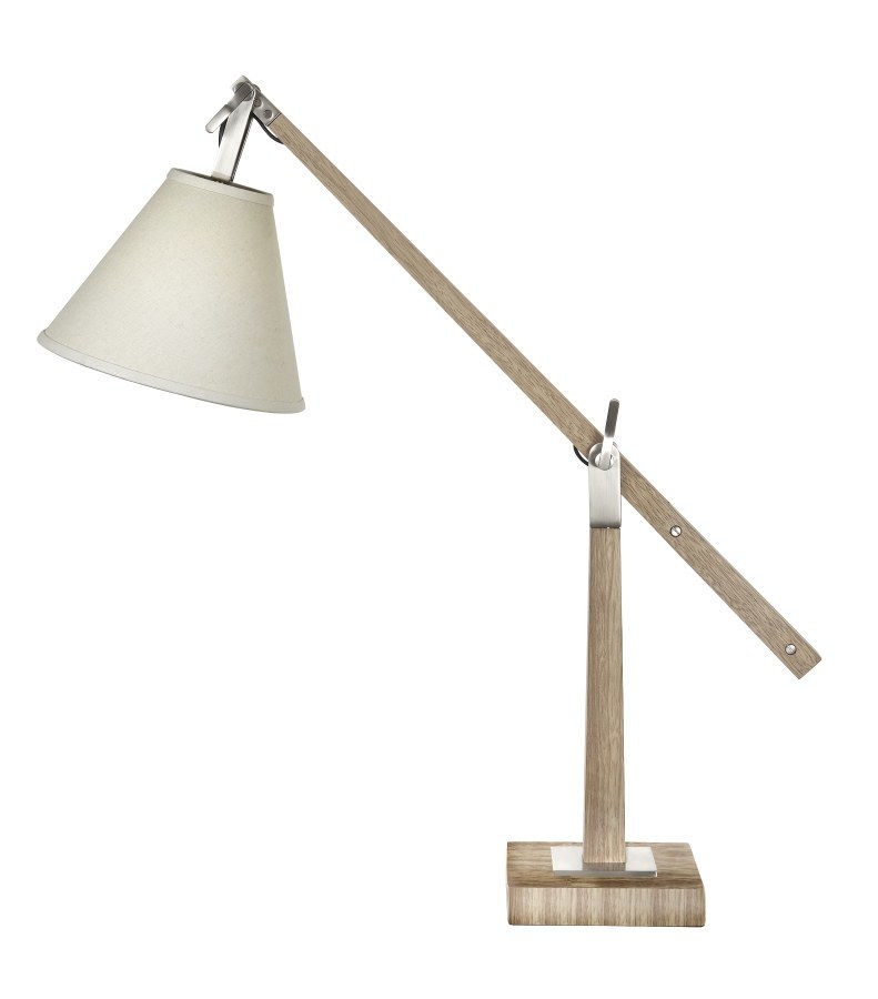 Timber Table Lamp with Adjustable Arm and Shade