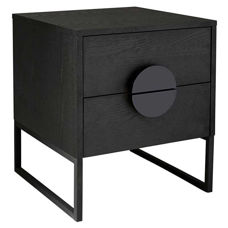 Ula 2-Drawer Black Beside table w/Black