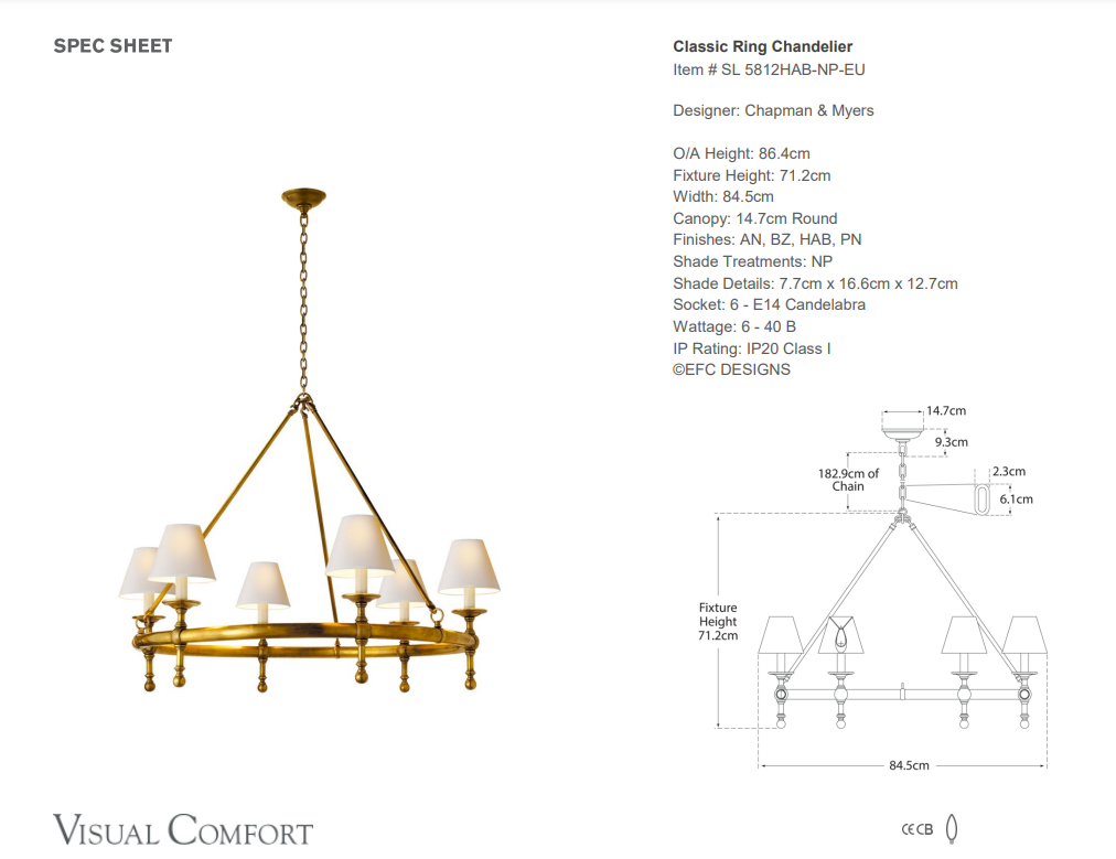 Visual Comfort E. F. Chapman Classic Ring Chandelier