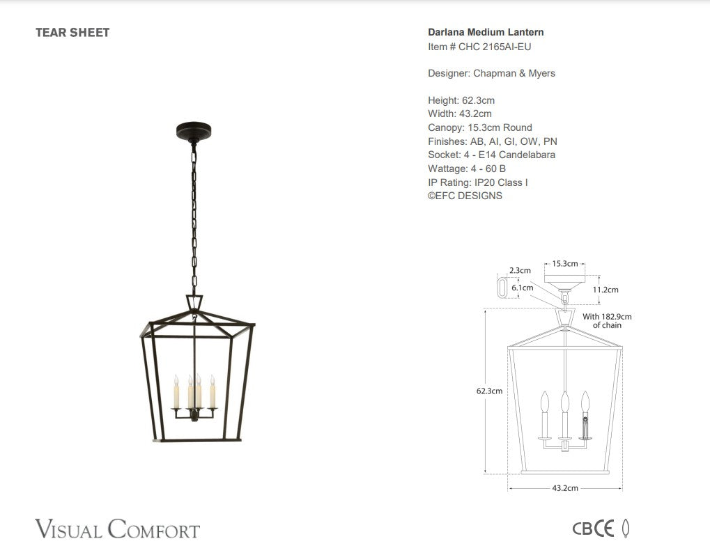 Visual Comfort E. F. Chapman Darlana Medium Lantern