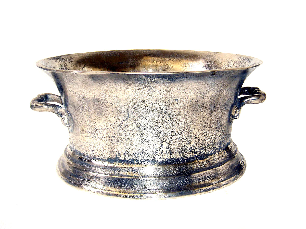 Oval Wine Cooler Medium - Shiny Nickel - Cast Metal