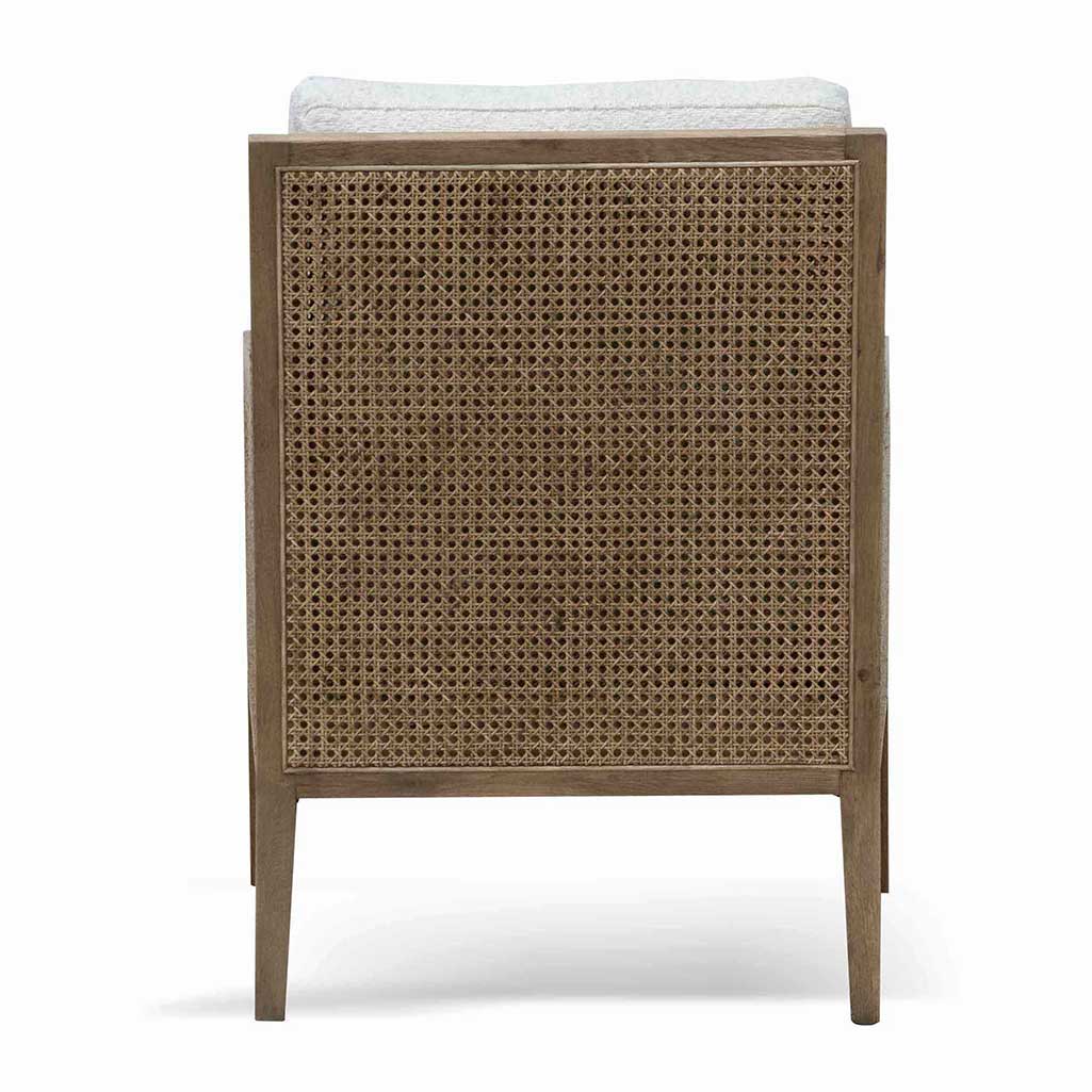 Rattan Armchair with Ivory White Boucle