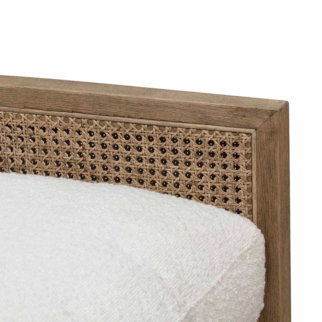 Rattan Armchair with Ivory White Boucle