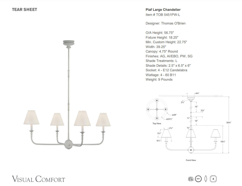 Visual Comfort Thomas O'Brien Piaf Large Chandelier