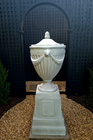 Classical Robert Adams urn and plinth in Pietro stoneware