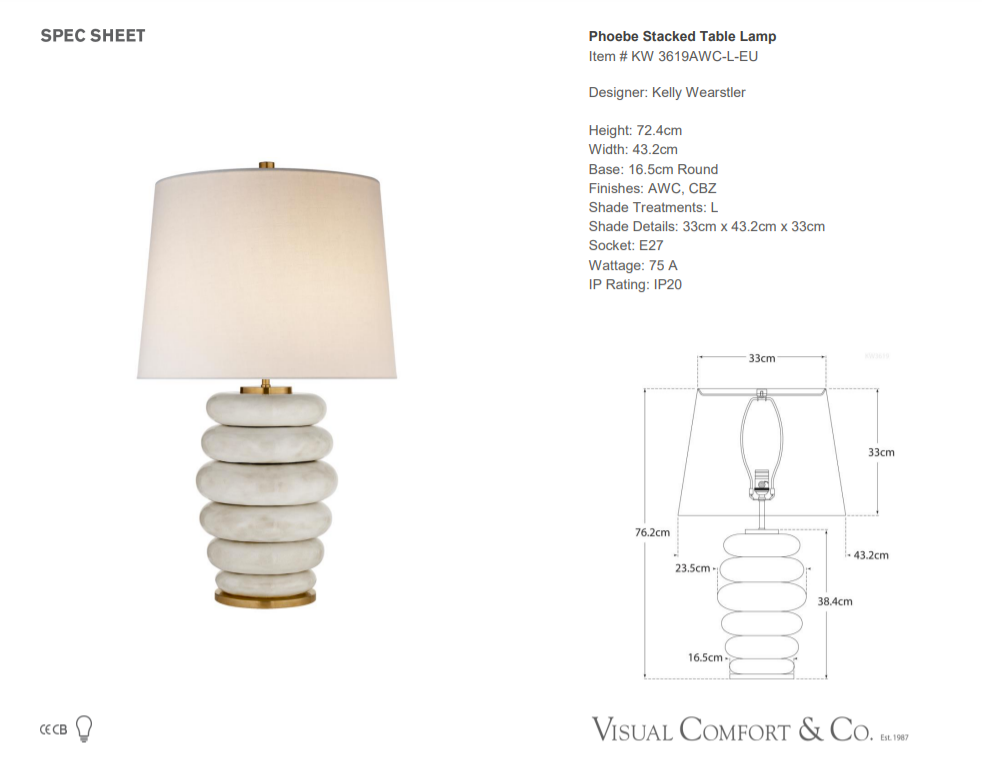 Visual Comfort Kelly Wearstler Phoebe Stacked Table Lamp