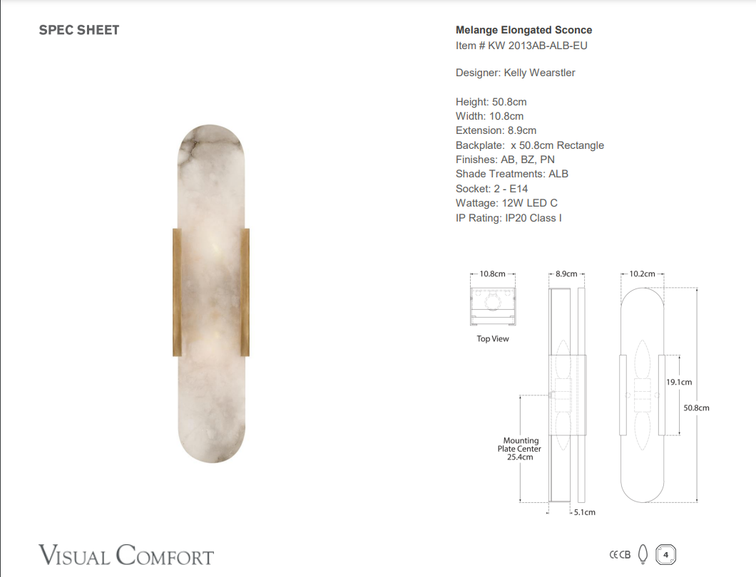 Visual Comfort Kelly Wearstler Melange Elongated Wall Sconce