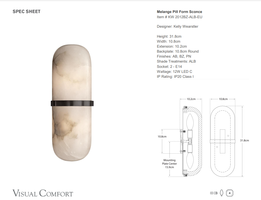 Visual Comfort Kelly Wearstler Melange Pill Form Wall Sconce