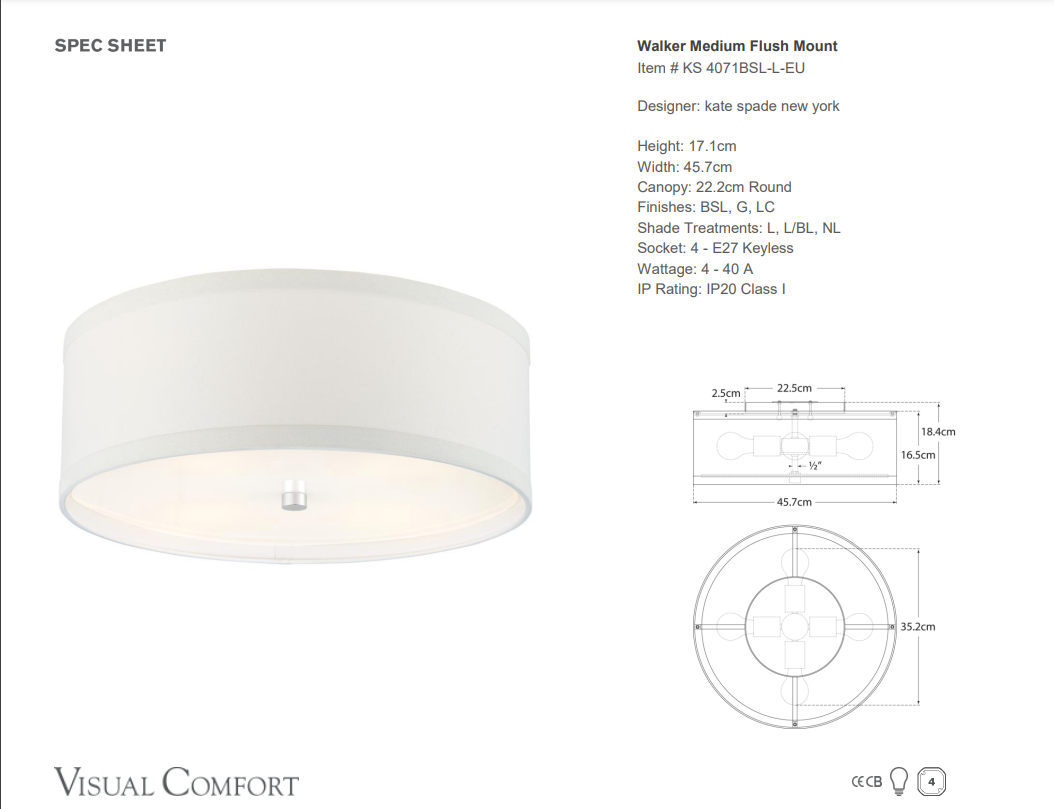 Visual Comfort Kate Spade Walker Medium Flush Mount