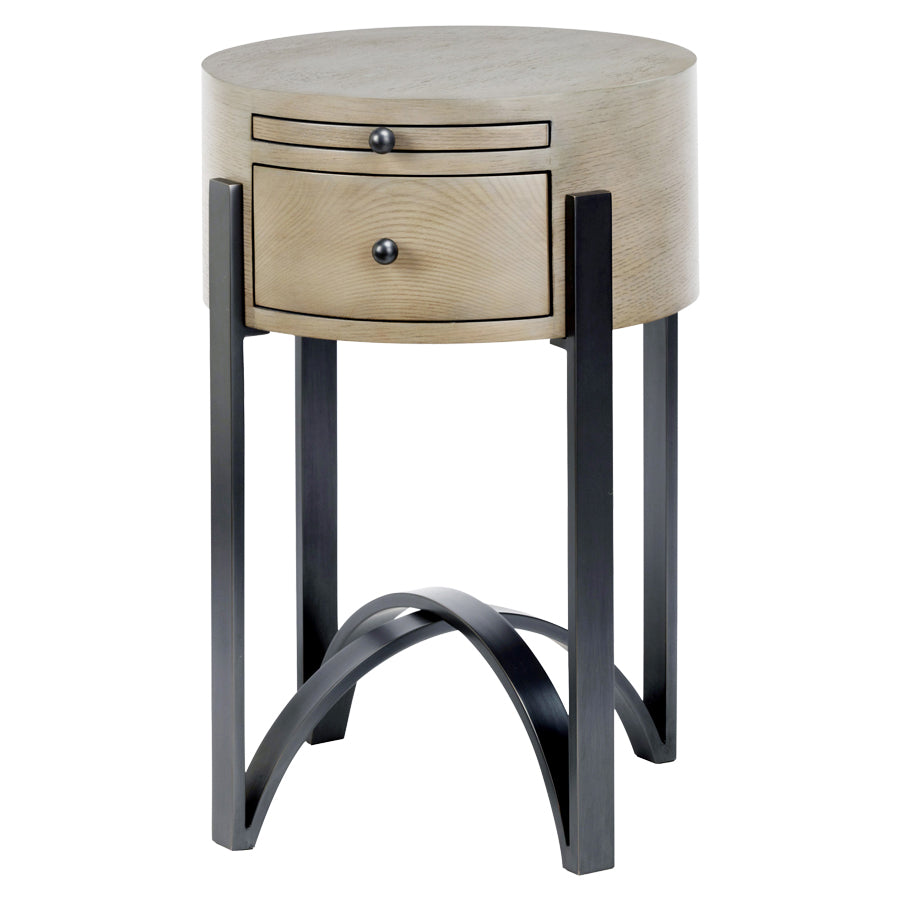 Lillian Circular Side Table in Ash with Bronze Legs