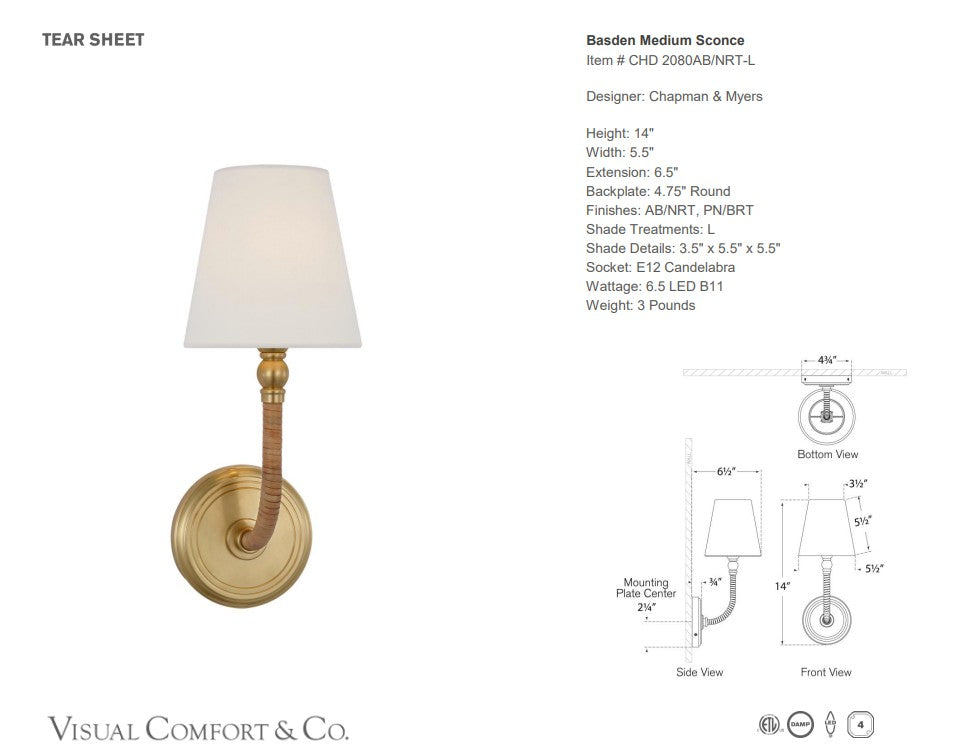 Chapman & Myers Basden Medium Sconce