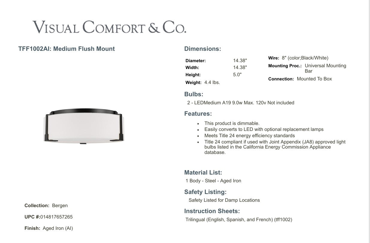 Visual Comfort Studio - Bergen 2L Flush Mount