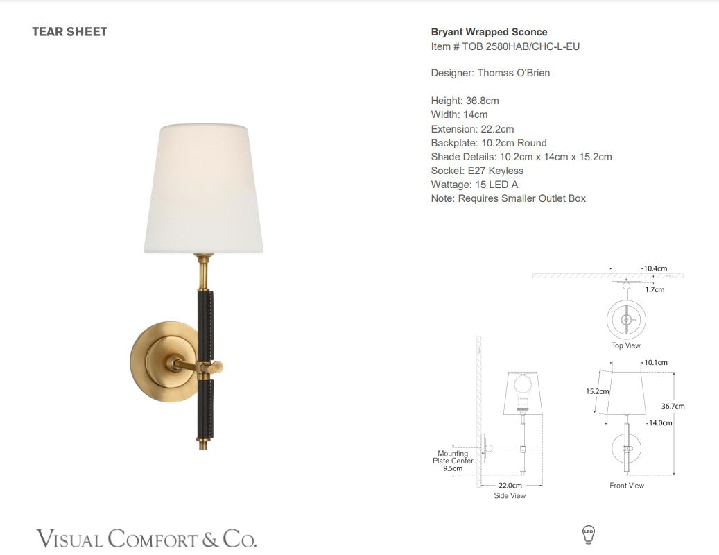 Visual Comfort Thomas O'Brien Bryant Wrapped Sconce