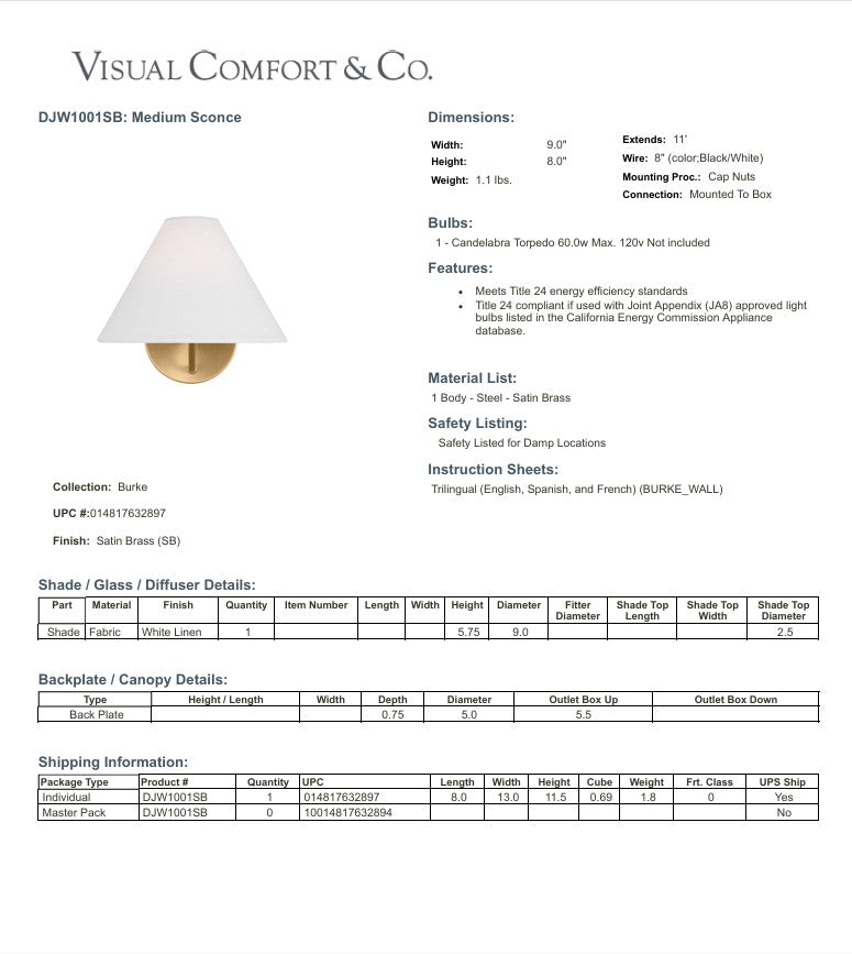 Visual Comfort Studio - Burke Wall Sconce