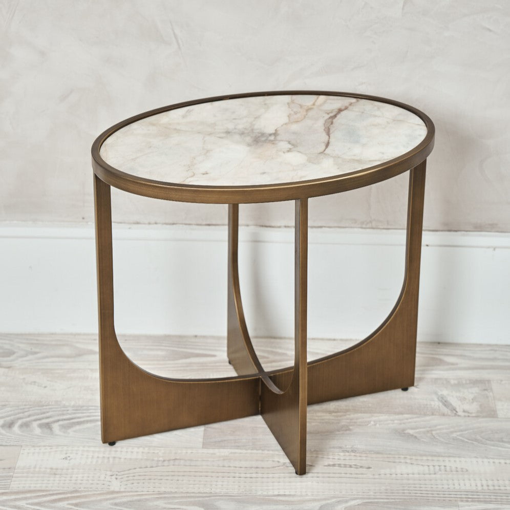 Marble and Brass Side Table