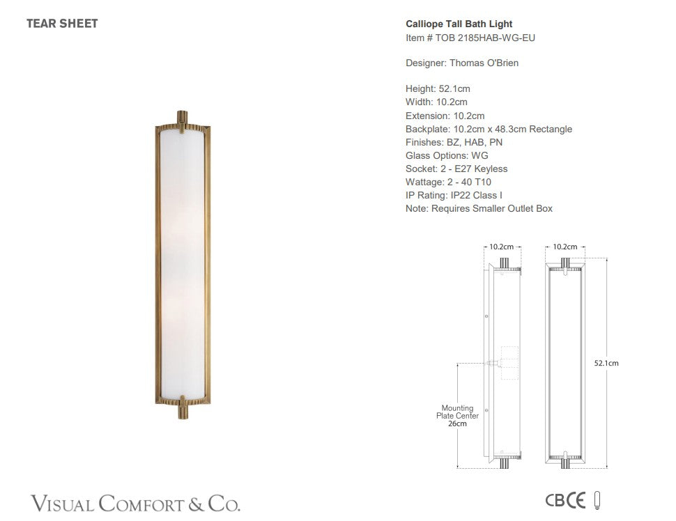 Thomas O'Brien Calliope Tall Bath Light